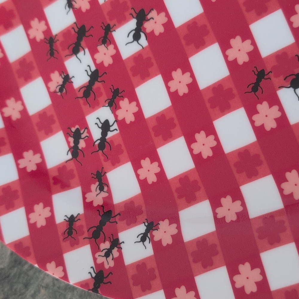 Pier 1 Red Checkered Ant Pattern Platter